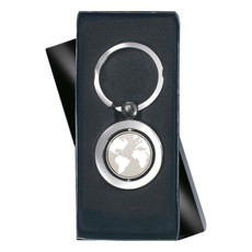 Portachiavi a forma mondo in confezione nera colore argento