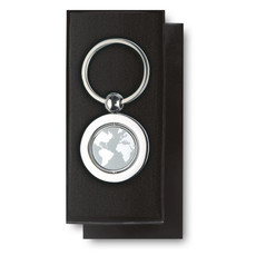 Portachiavi a forma mondo in confezione nera colore argento