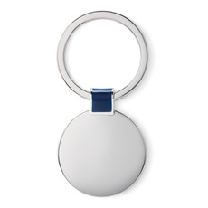Portachiavi circolare in metallo rivestito da nickel colore blu royal MO8462-37