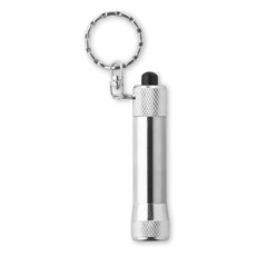 Portachiavi con mini torcia in alluminio colore argento MO8622-14