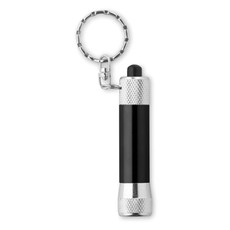 Portachiavi con mini torcia in alluminio colore nero MO8622-03
