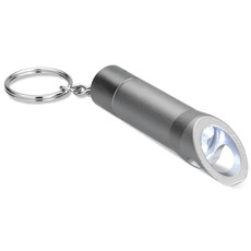 Portachiavi con torcia in metallo e apribottiglie colore grigio acuro