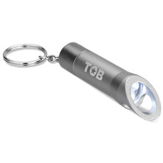 Portachiavi con torcia in metallo e apribottiglie colore grigio acuro