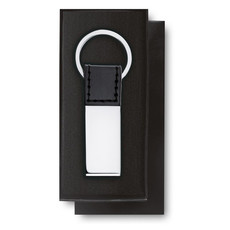 Portachiavi in PU con parte in metallo per logo colore nero