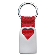 Portachiavi in metallo e tela con dettaglio a cuore colore rosso