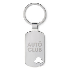 Portachiavi rettangolare con dettaglio a forma di auto colore argento opaco