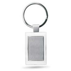 Portachiavi rettangolare in zinco in confezione nera colore argento lucido