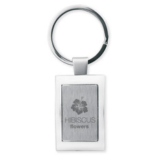 Portachiavi rettangolare in zinco in confezione nera colore argento lucido