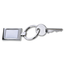 Portachiavi rettangolare in zinco in confezione nera colore argento lucido