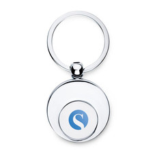 Portachiavi rotondo con gettone per carrello della spesa colore argento lucido