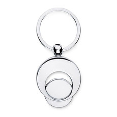 Portachiavi rotondo con gettone per carrello della spesa colore argento lucido