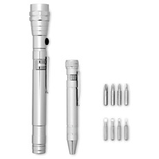 Set torcia e cacciaviti in alluminio personalizzabile colore argento