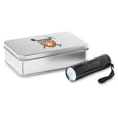 Torcia con 9 LED in confezione di latta colore nero