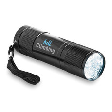 Torcia con 9 LED in confezione di latta colore nero