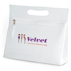 Beauty case in PVC con zip e manico colore trasparente