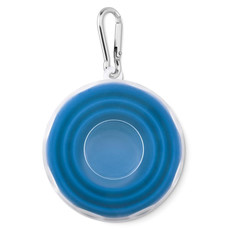 Bicchiere in silicono con portapillole e moschettone colore blu