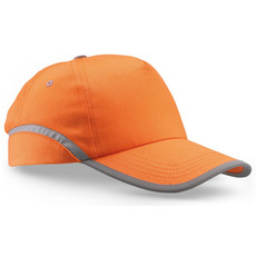 Cappello 5 segmenti in cotone con bordatura riflettente colore arancio KC6403-10