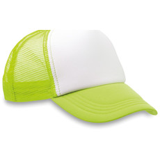 Cappello a 5 pannelli con chiusura a strappo e rete colore verde neon MO8594-68