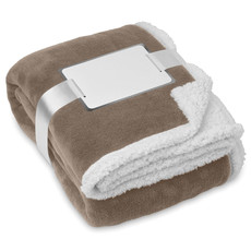 Coperta in pile con inserti in sherpa colore cachi MO9089-39