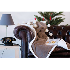 Coperta in pile con inserti in sherpa colore cachi