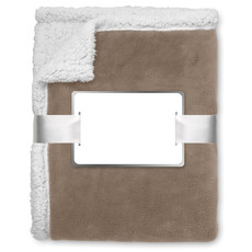 Coperta in pile con inserti in sherpa colore cachi