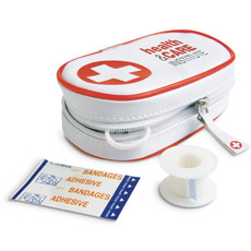 Kit Primo Soccorso in astuccio PVC con bendaggi colore rosso