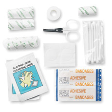 Kit Primo Soccorso in astuccio PVC con bendaggi colore rosso