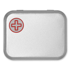 Kit Primo Soccorso in scatola di latta adatto ad auto colore rosso