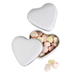 Porta caramelle in latta a forma di cuore colore bianco MO7234-06