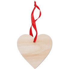 Decorazione a forma di cuore con nastro rosso colore legno MO9376-40