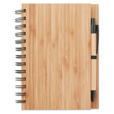 Notebook ecologico in bamboo con penna colore legno MO9435-40