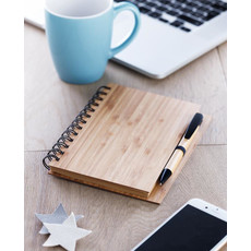 Notebook ecologico in bamboo con penna colore legno