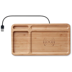 Portaoggetti in bamboo con caricatore wireless colore legno MO9391-40