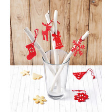 Set 6 decorazioni in feltro colore rosso