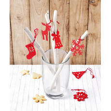 Set 6 decorazioni in feltro colore rosso