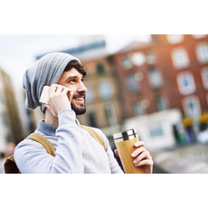 Thermos doppio strato in bamboo con tappo in PP colore legno