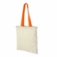 Borsa shopper in cotone con manici lunghi colorati personalizzabile