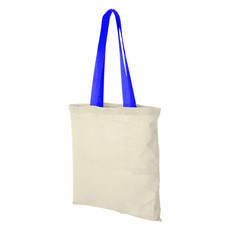 Borsa shopper in cotone con manici lunghi colorati personalizzabile