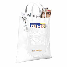 Shopper pieghevole in TNT con tasca frontale - colore Bianco