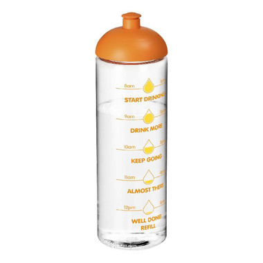 Borraccia sportiva H2O Vibe con coperchio a cupola - colore Trasparente/Arancio