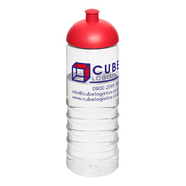 Borraccia sportiva H2O Treble  con coperchio a cupola - colore Trasparente/Rosso