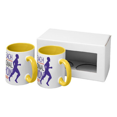 Set regalo di due tazze personalizzabili - colore Giallo