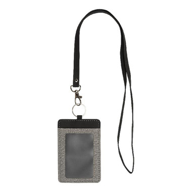 Porta badge melange con lanyard - colore Grigio/Nero