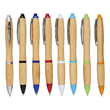 Penna a sfera eco in bamboo - colore Naturale/Arancio