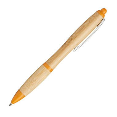 Penna a sfera eco in bamboo - colore Naturale/Arancio