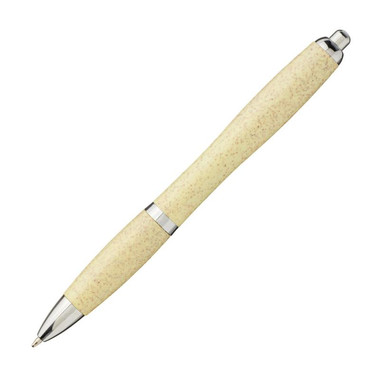 Penna a sfera in paglia con punta cromata - colore Giallo