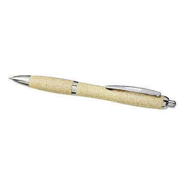 Penna a sfera in paglia con punta cromata - colore Giallo