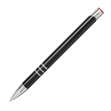 Penna a sfera a scatto in alluminio - colore Nero/Rosso