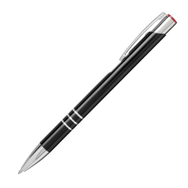 Penna a sfera a scatto in alluminio - colore Nero/Rosso