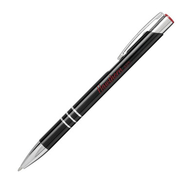 Penna a sfera a scatto in alluminio - colore Nero/Rosso